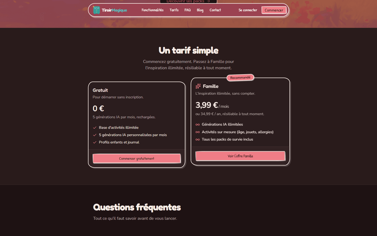 Tarifs - abonnement Famille